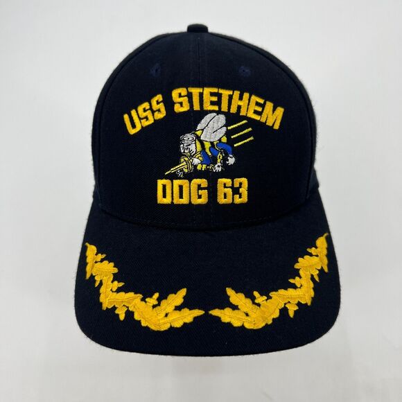 USS Stethem DDG 63 US Navy Hat Blue Embroidered Attack Bee Adjustable Snapback - Picture 3 of 11